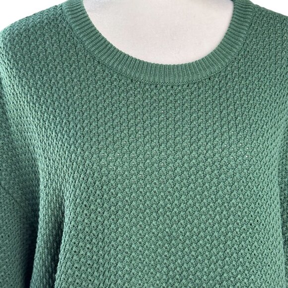 Anthropologie Le Lis Forest Green Boho Textured Knit Sweater Fringe Hem Womens L - Picture 5 of 8